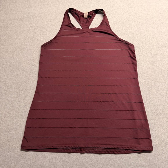 Athleta Tops - Athleta Burgundy Mesh Stripe Racerback Tank Top Medium Maroon Activewear